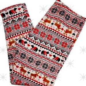 No Boundaries Red and Black Patterned Leggings  Soft Fleece Lining Xl 14/16